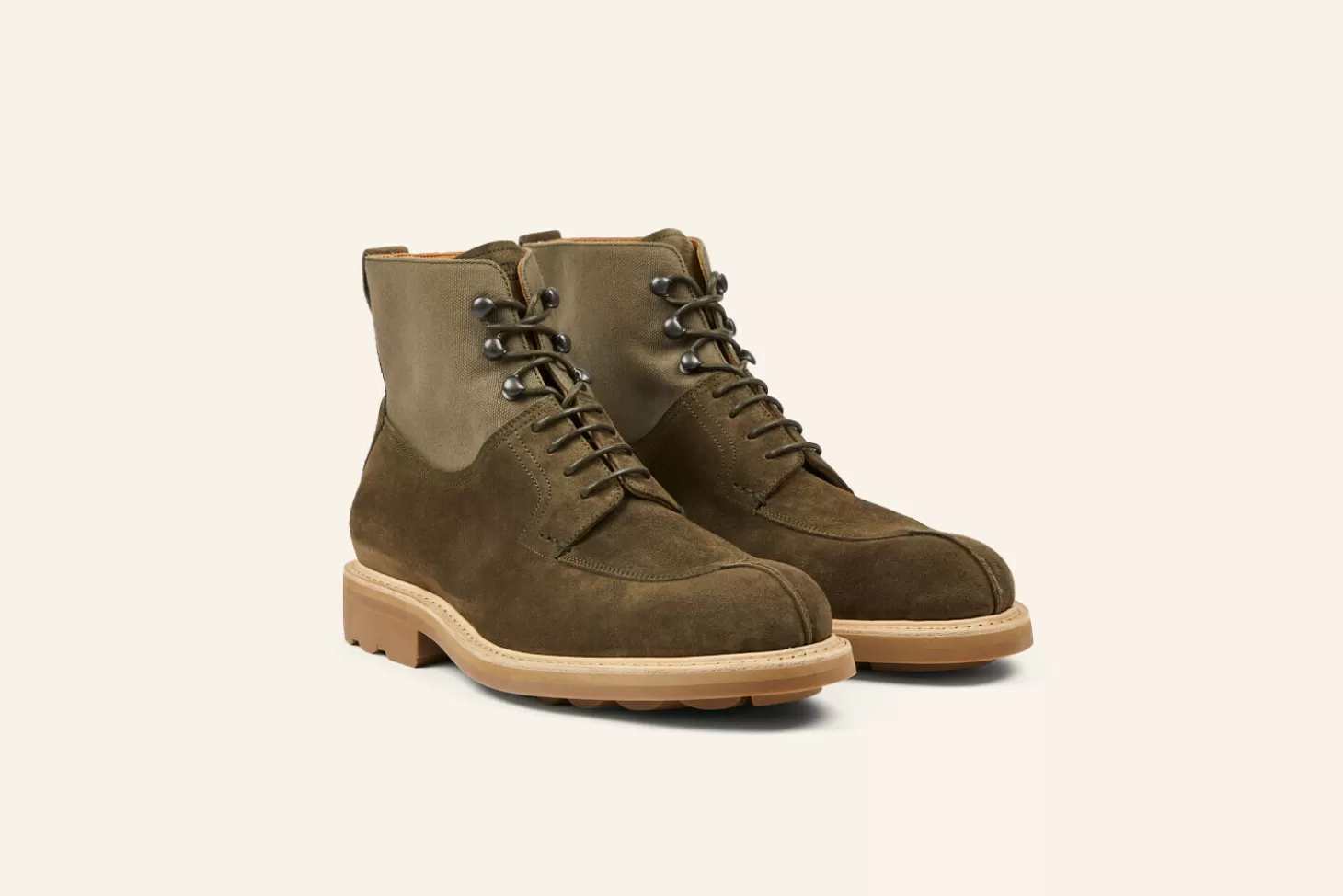 Clearance Heschung Boots Ginkgo Hydrovelours/Toile Olive Ravel Terre