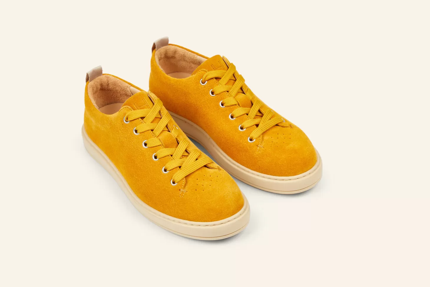 Hot Heschung Sneakers Court Fe Veau Velours Ocre Smash